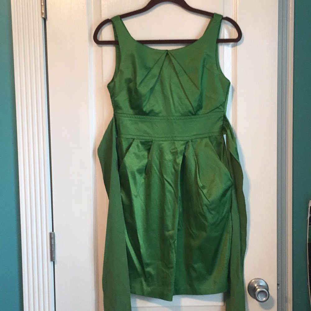 Teeze Me Emerald Satin Dress w/POCKETS Sz 3